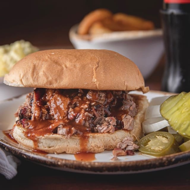 Sliced Brisket Sandwich.