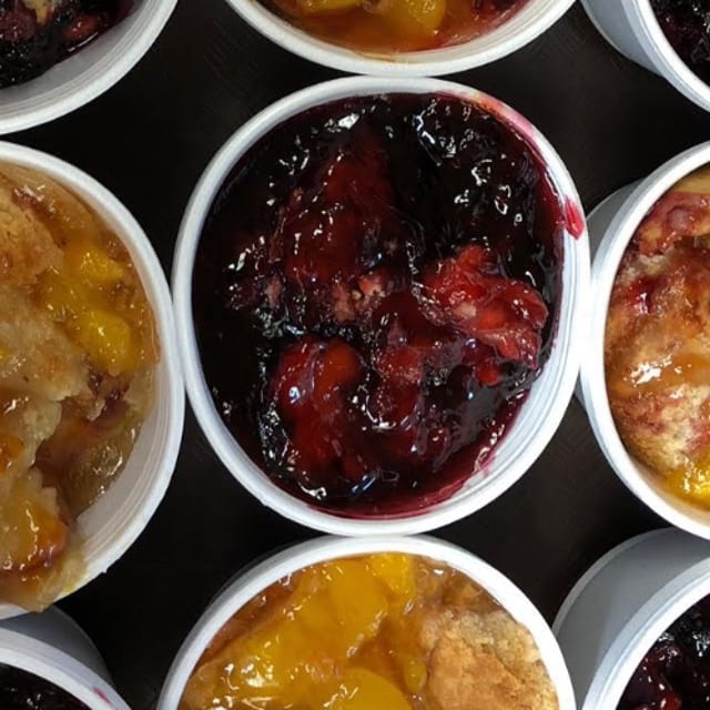Peach & Blackberry Cobbler.