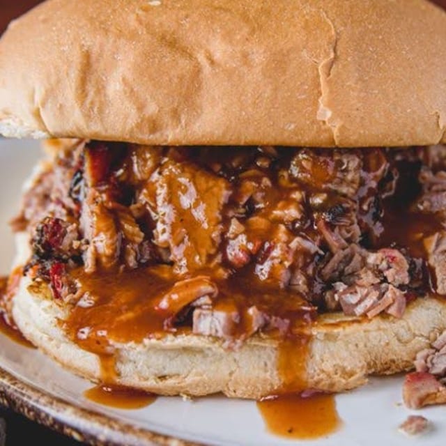 Chopped Brisket Sandwich.